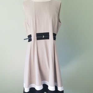 Calvin Klein cream & black work dress 12
